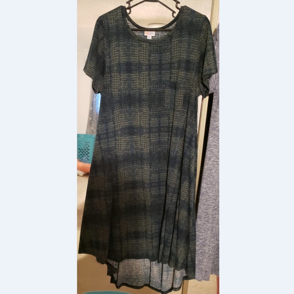Lularoe Carly Swing Dress Blue/Green Print XL